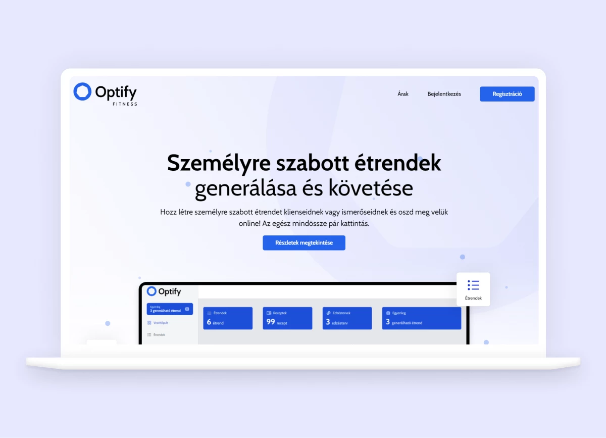 Optify Fitness esettanulmány - Landing oldal